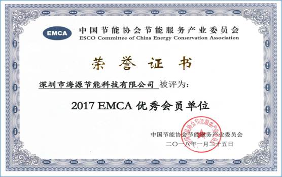 2017EMCA優秀會員(yuán)單位證書